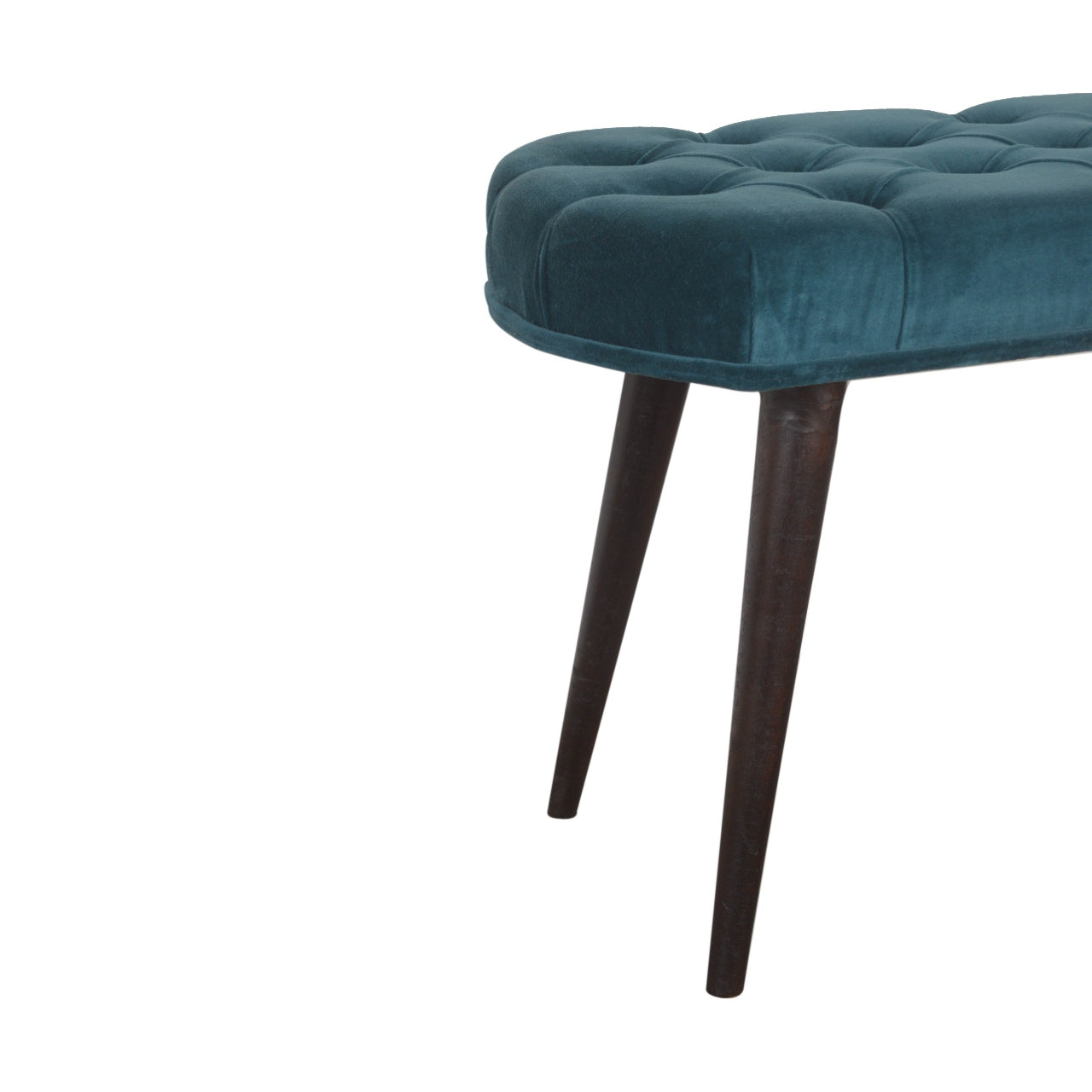 Teal Cotton Velvet Button Bench