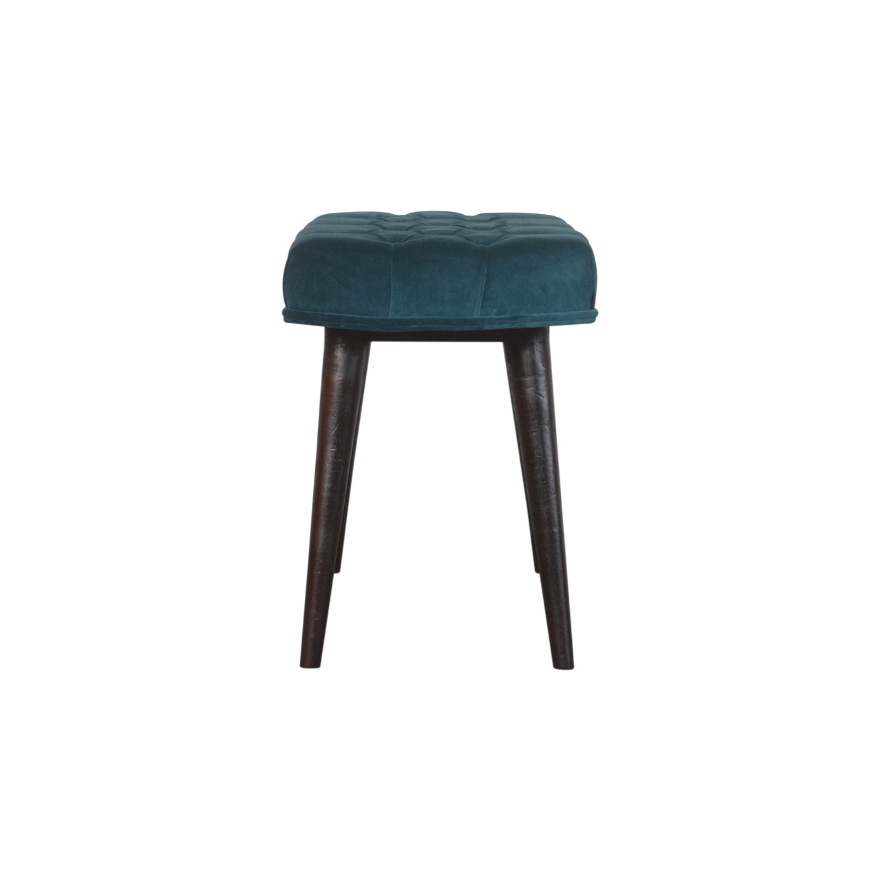 Teal Cotton Velvet Button Bench