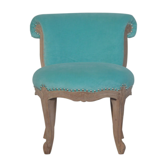 Aqua Velvet Studded Chair