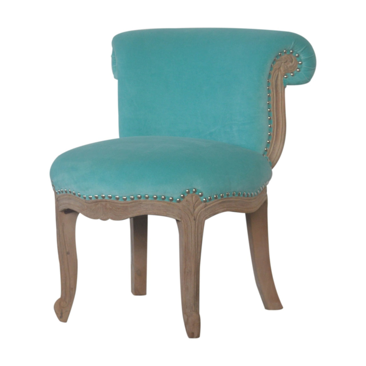 Aqua Velvet Studded Chair