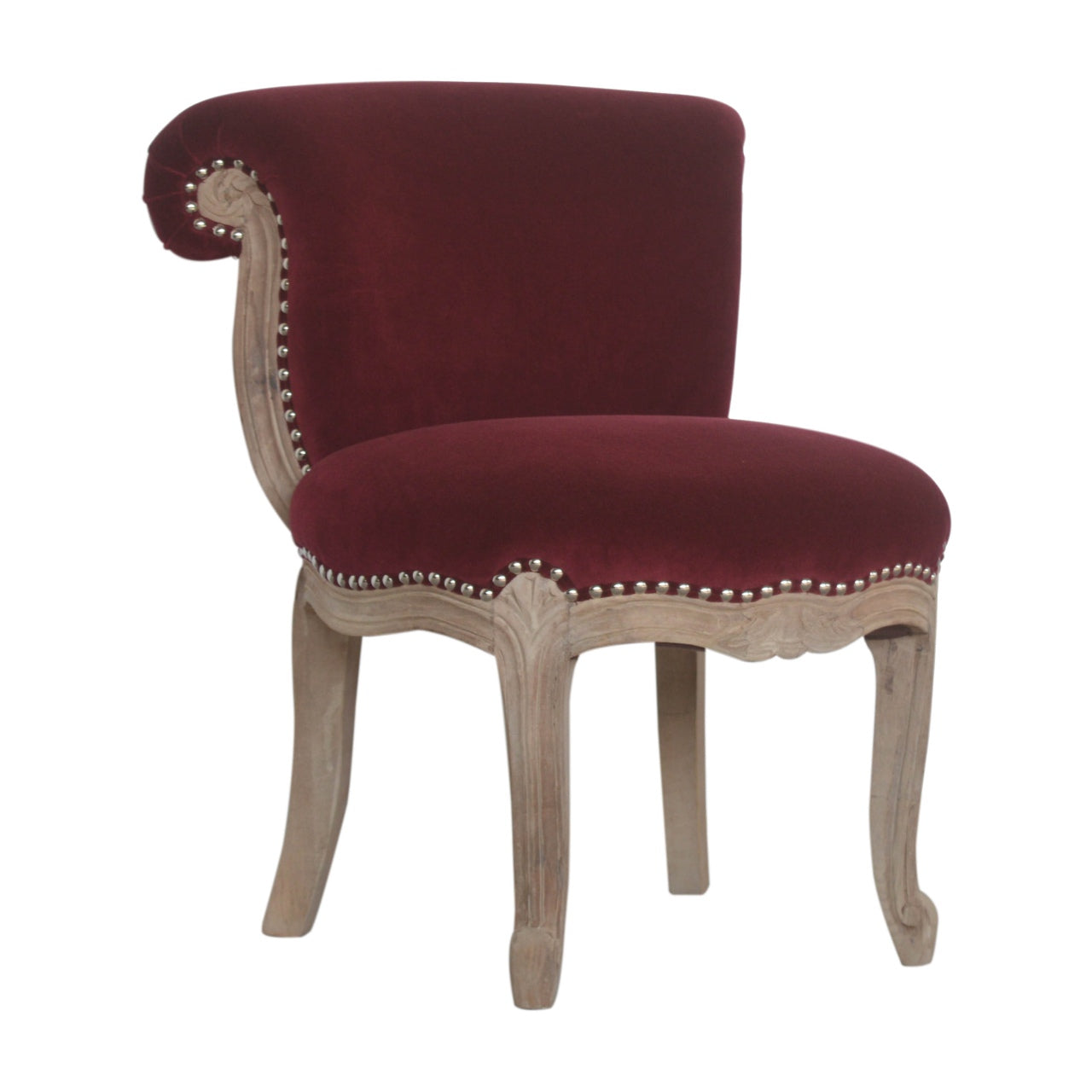 Wine Red Velvet Studded Chair