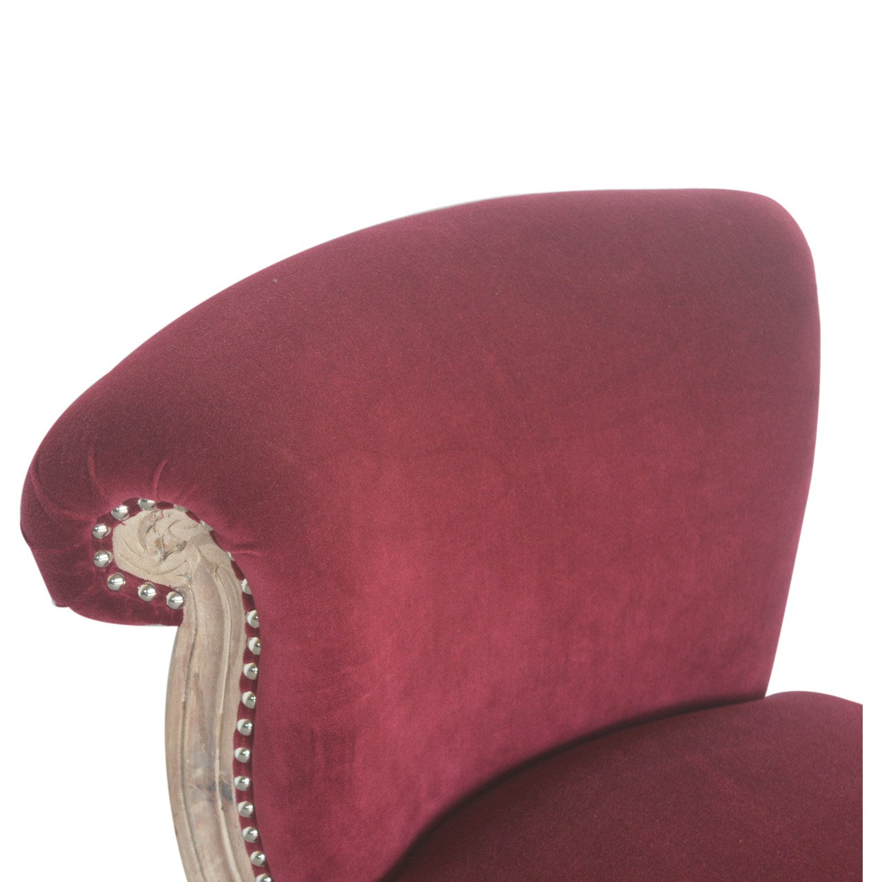 Wine Red Velvet Studded Chair