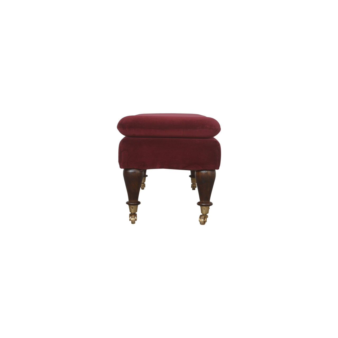 Wine Red Velvet Castor Bench