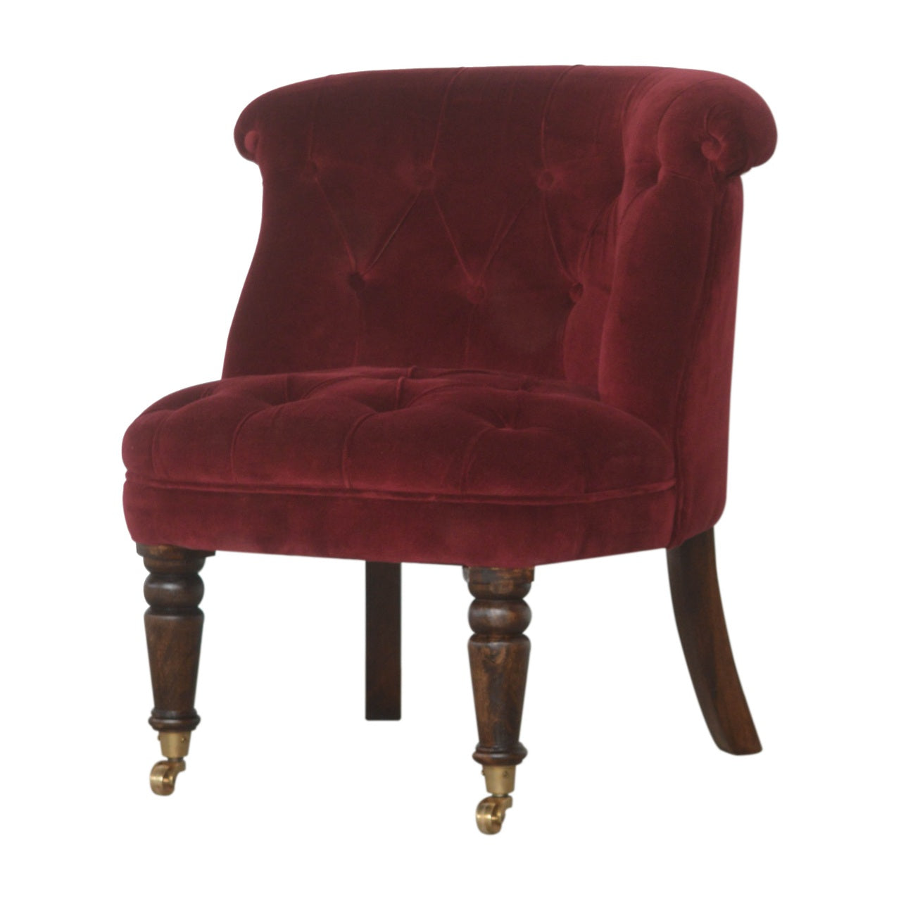 Wine Red Velvet Accent Chair