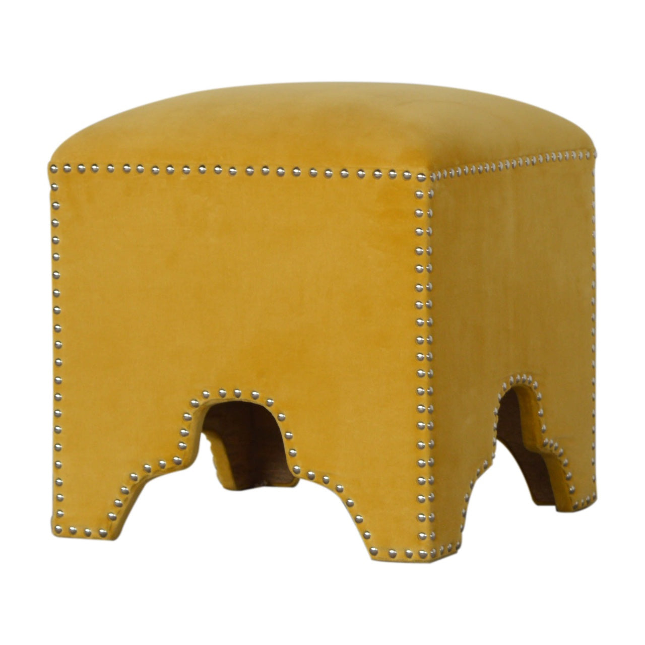 Mustard Studded Footstool