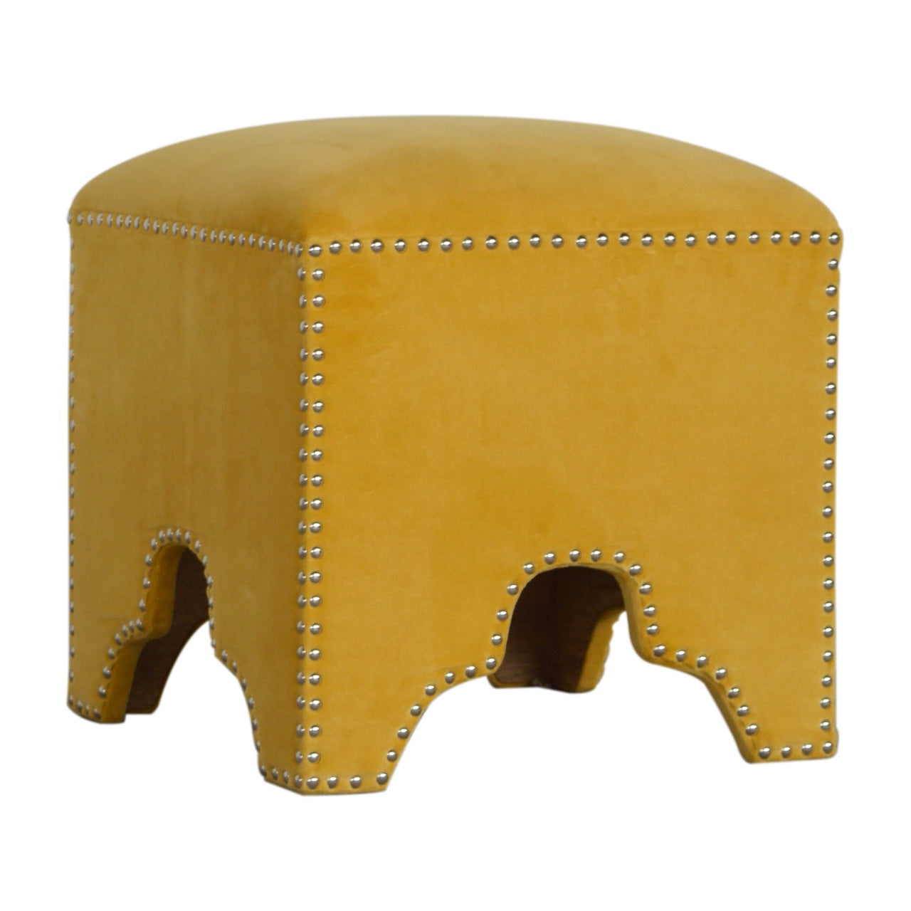 Mustard Studded Footstool