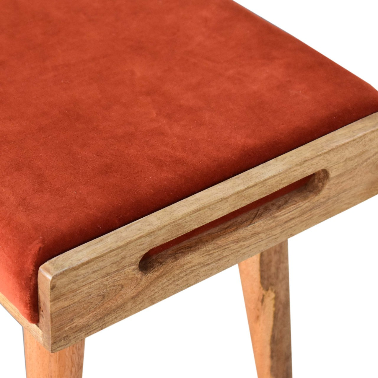 Brick Red Velvet Tray Footstool