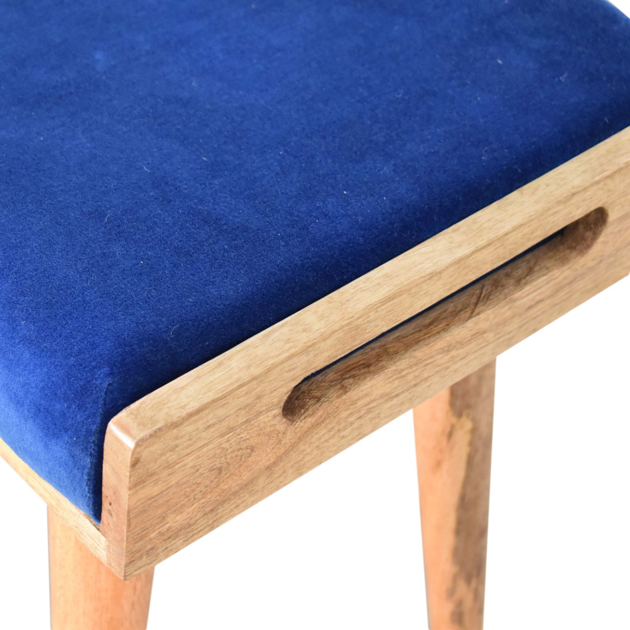 Royal Blue Velvet Tray Footstool