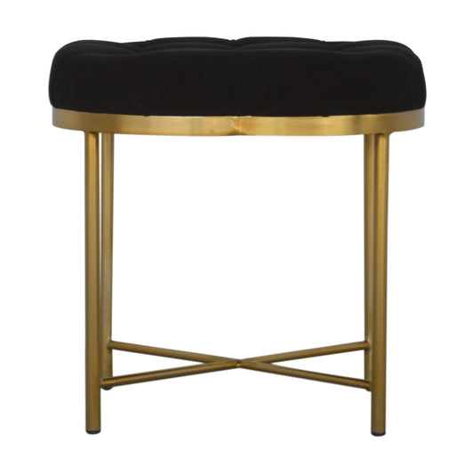 Clover Black Velvet Footstool