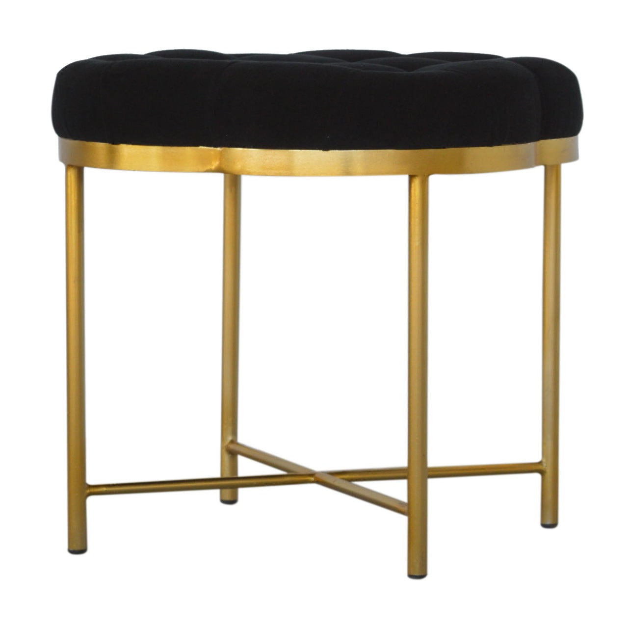 Clover Black Velvet Footstool