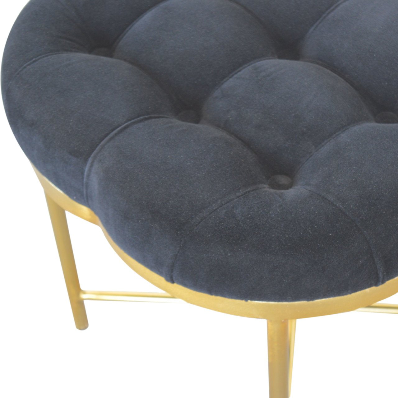 Clover Black Velvet Footstool