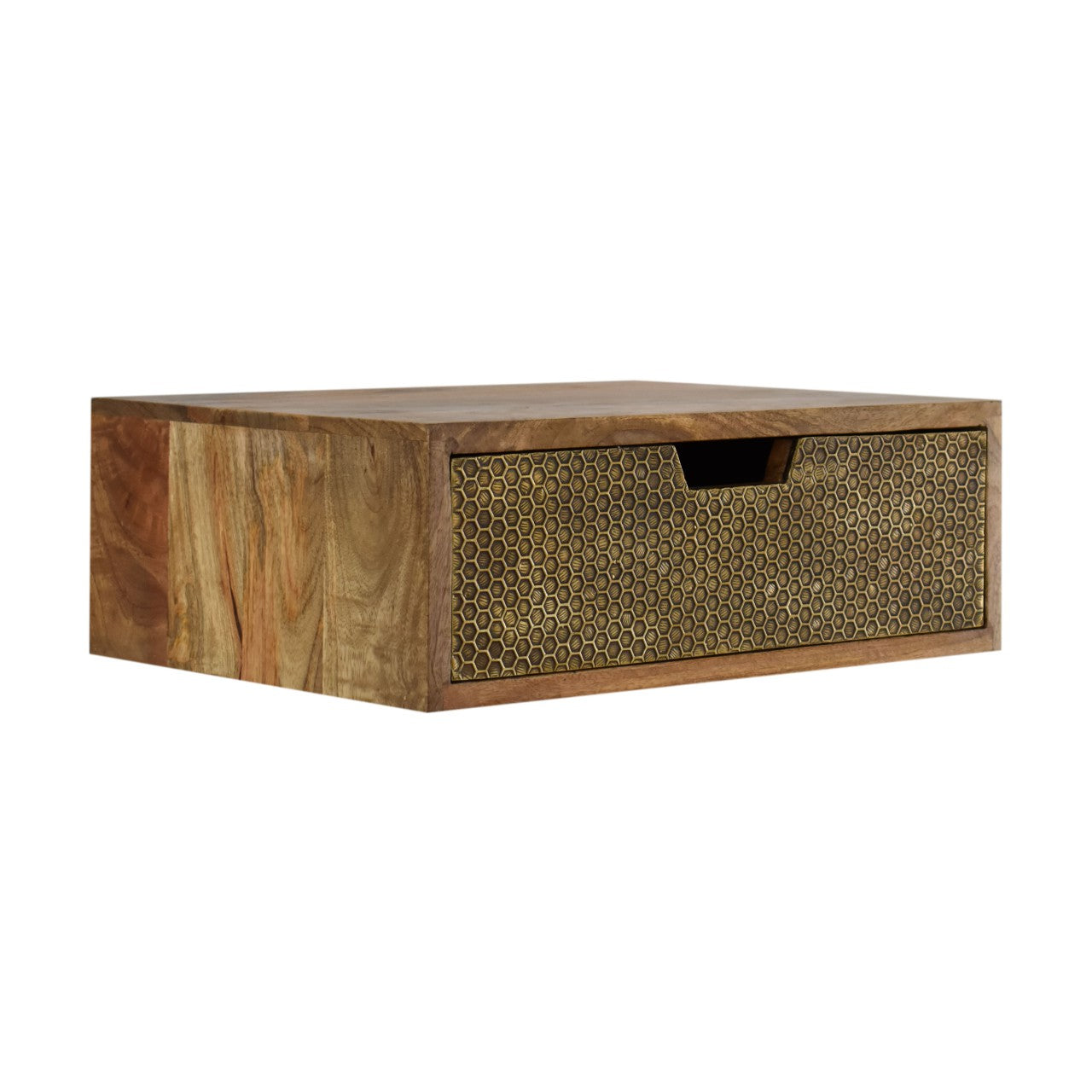 Floating Honeycomb Brass Bedside