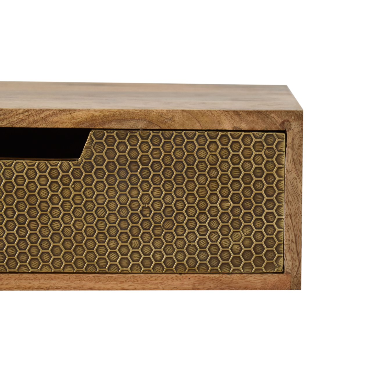 Floating Honeycomb Brass Bedside