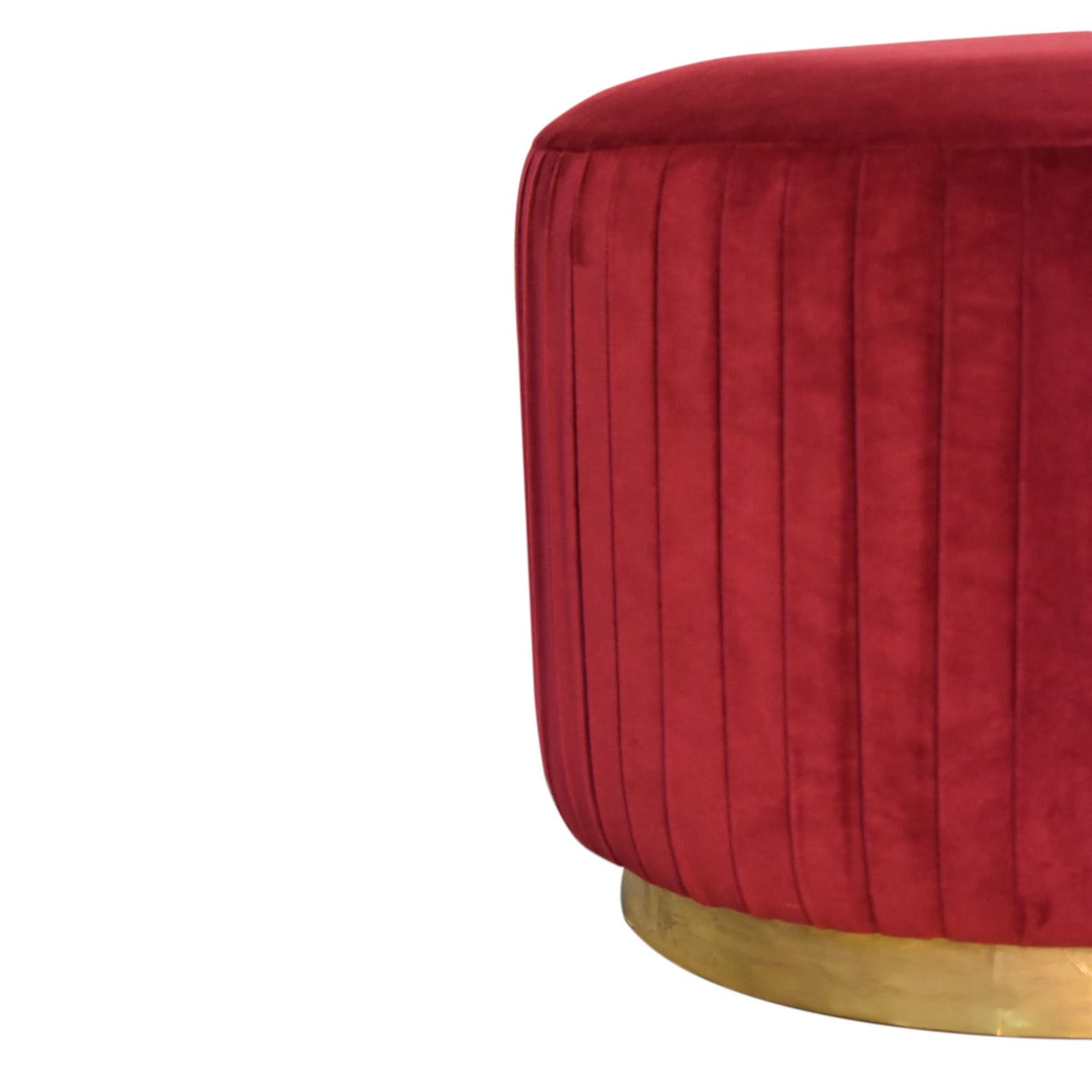 Wine Velvet Pleated Footstool