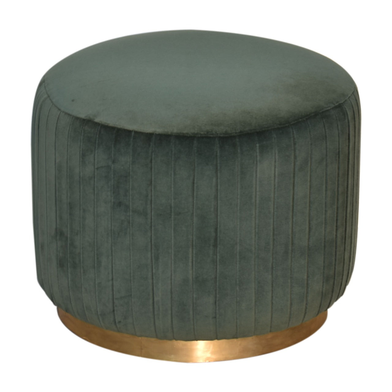 Emerald Velvet Pleated Footstool