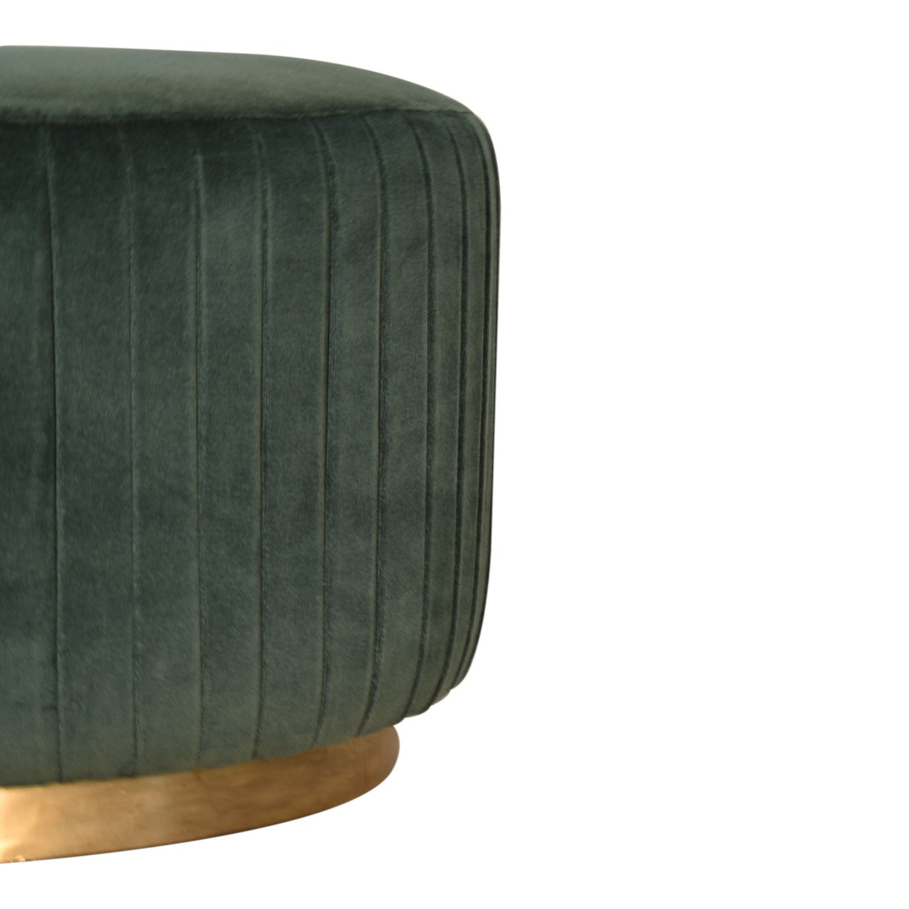 Emerald Velvet Pleated Footstool