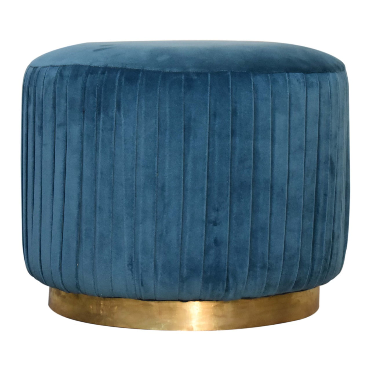 Teal Velvet Pleated Footstool