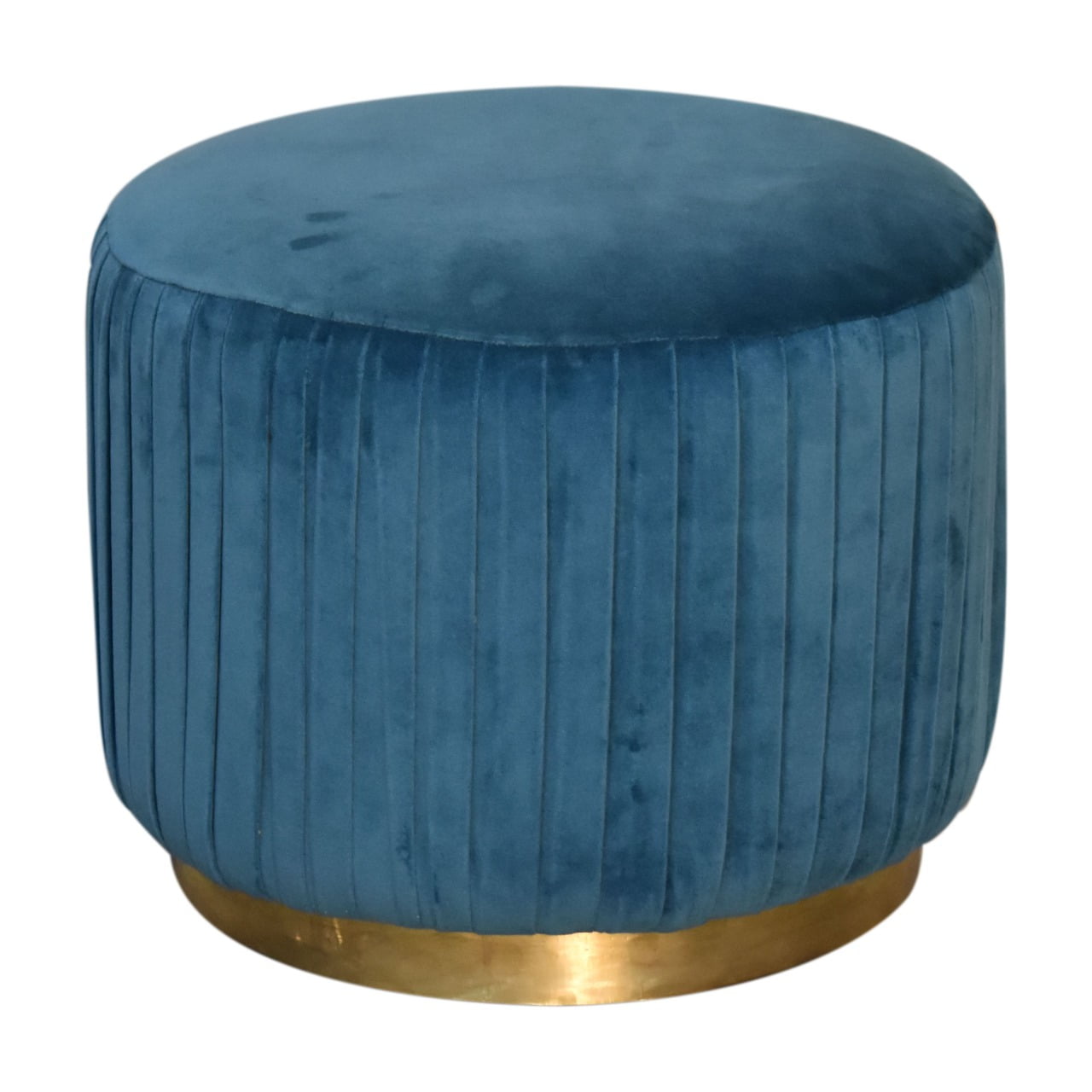 Teal Velvet Pleated Footstool