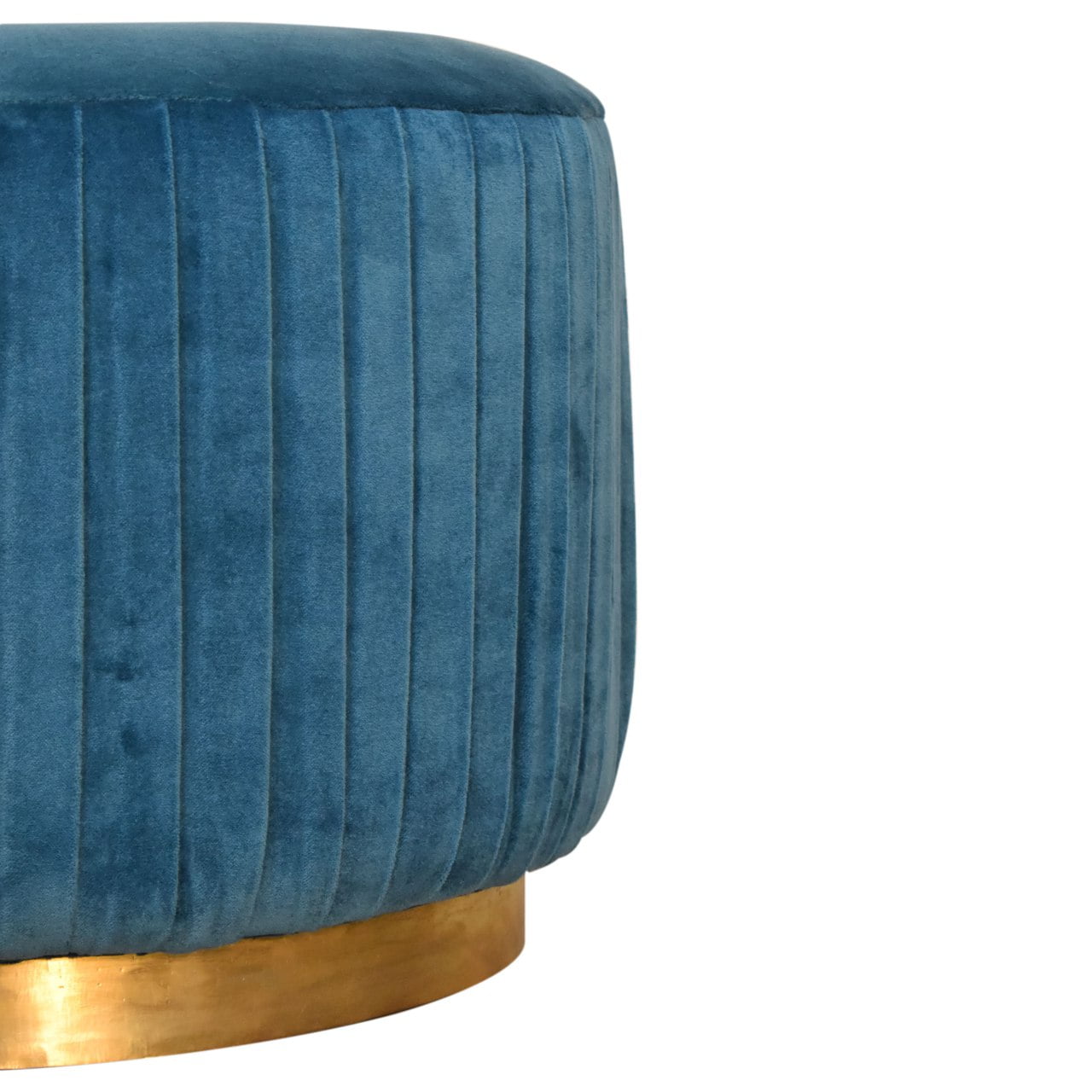 Teal Velvet Pleated Footstool