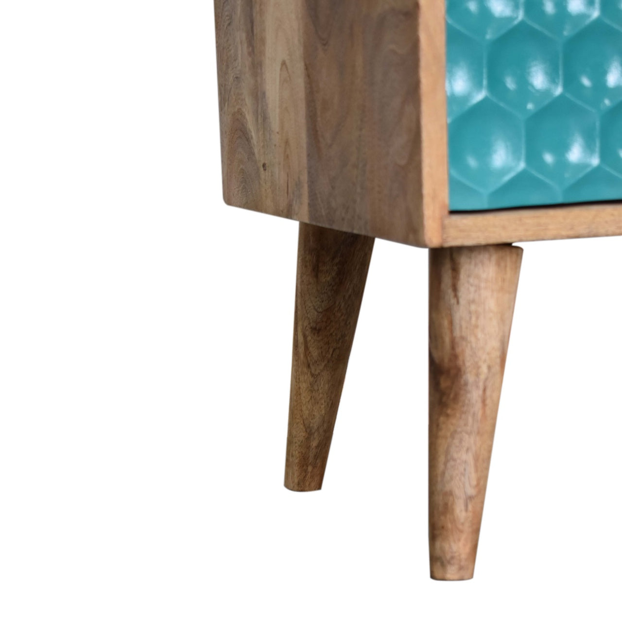 Honeycomb Teal Open Slot Bedside