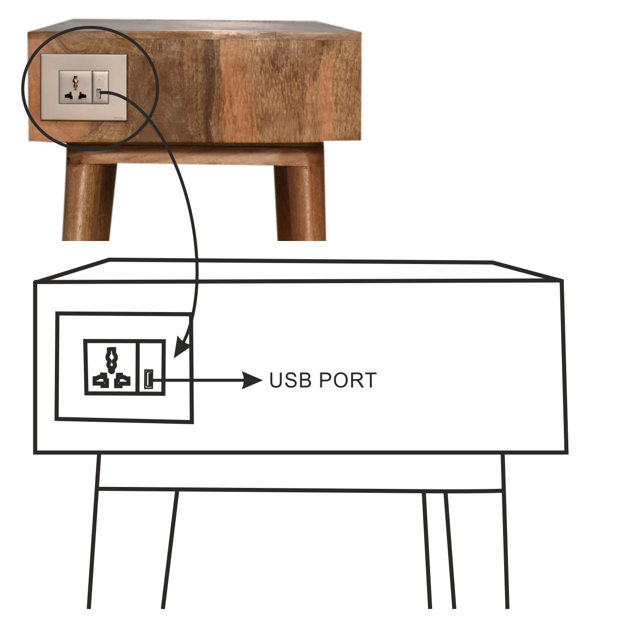 Open Slot Cable Writing Desk