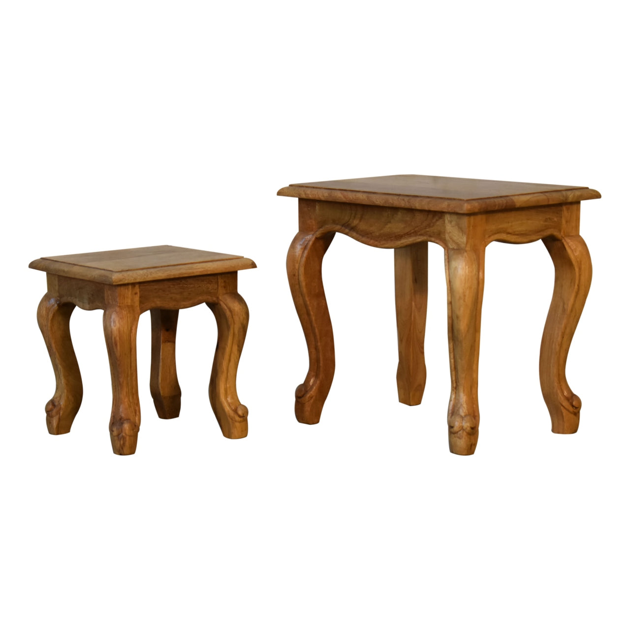 Oak-ish French Style Stool Set