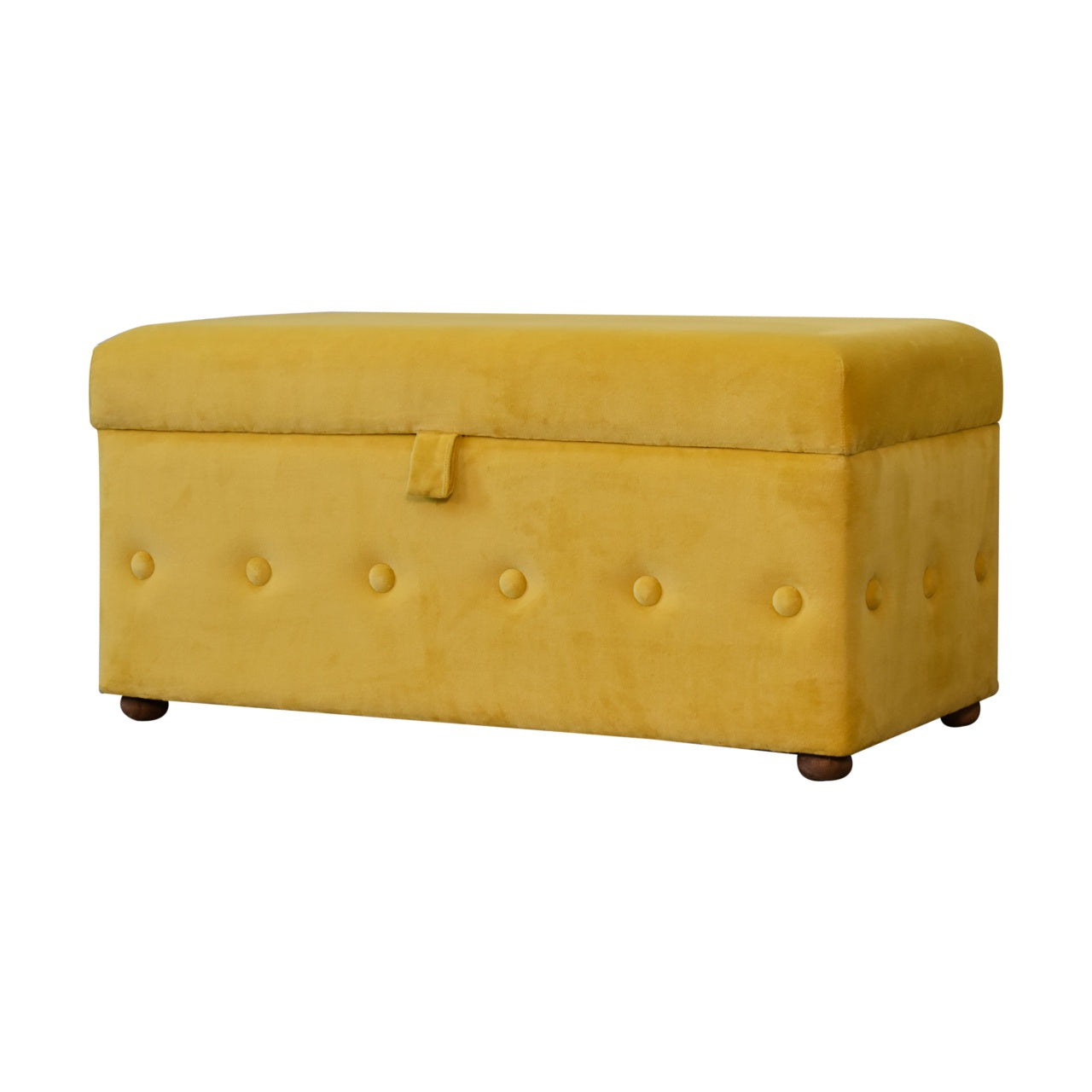 Mustard Velvet Lid-up Ottoman