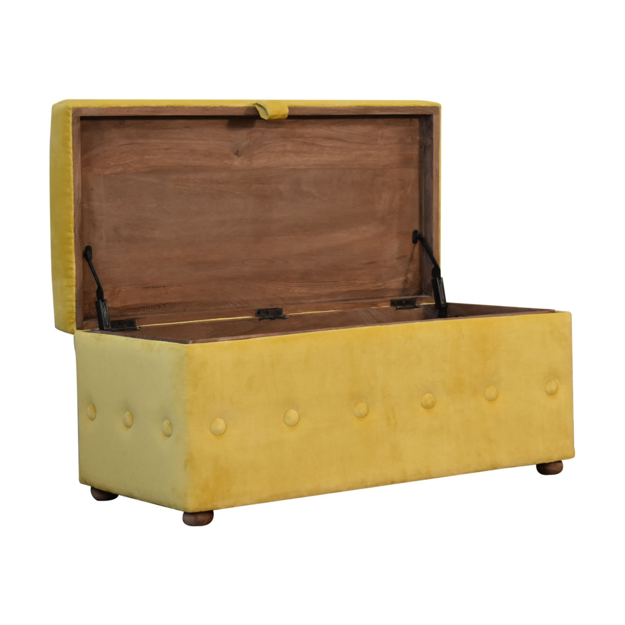 Mustard Velvet Lid-up Ottoman