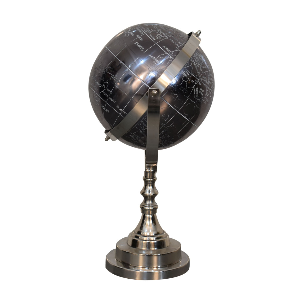 Black Globe with Chrome Frame