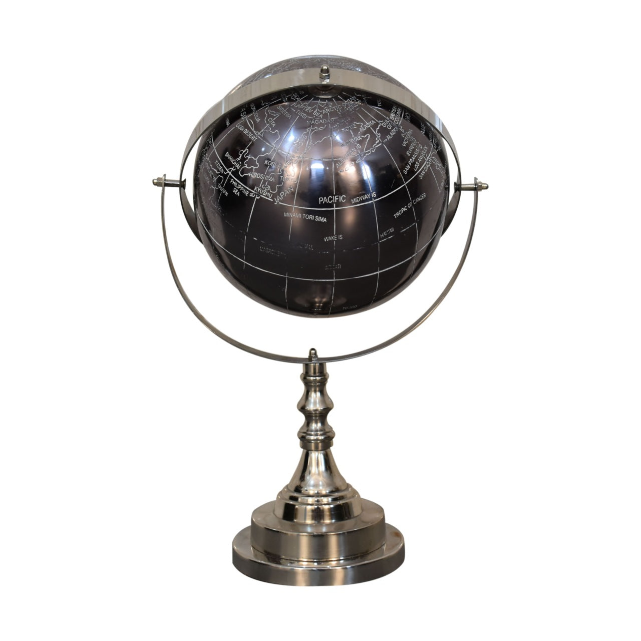 Black Globe with Chrome Frame