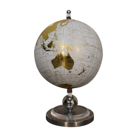 White Globe with Chrome Frame