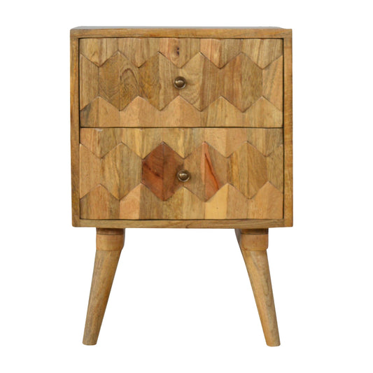 Pineapple Carve 2 Drawer Bedside