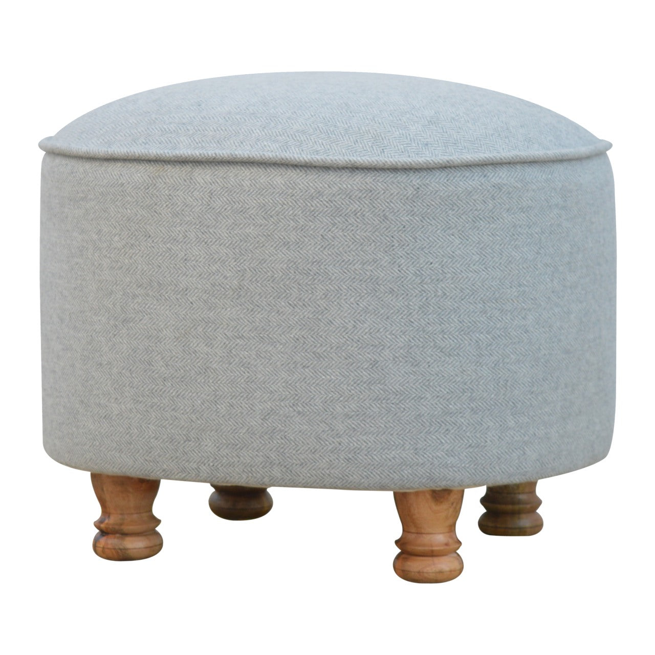 Light Grey Tweed Oval Footstool