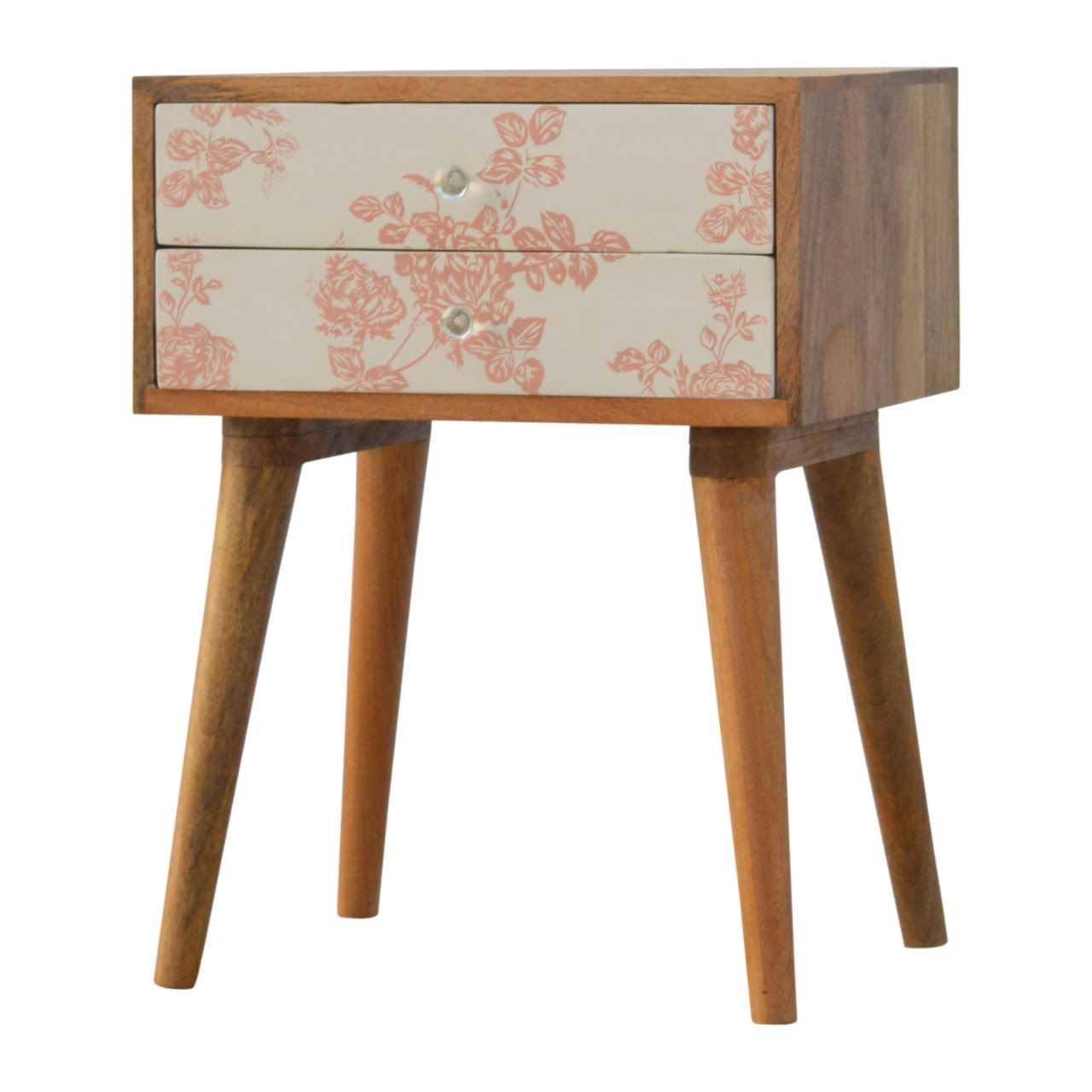 Pink Floral Screen Printed Bedside