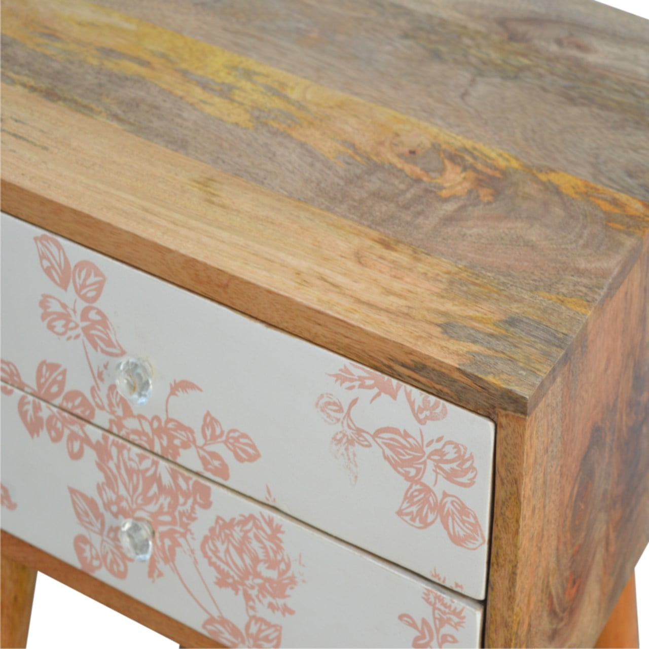 Pink Floral Screen Printed Bedside