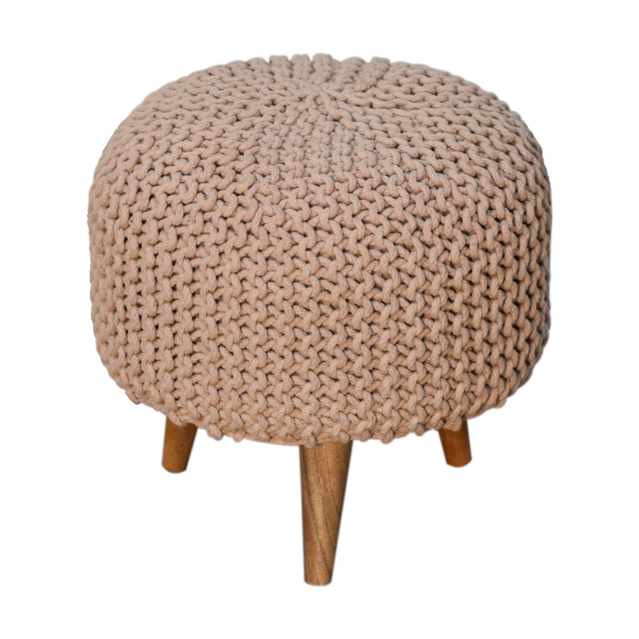 Keeva Beige Round Footstool