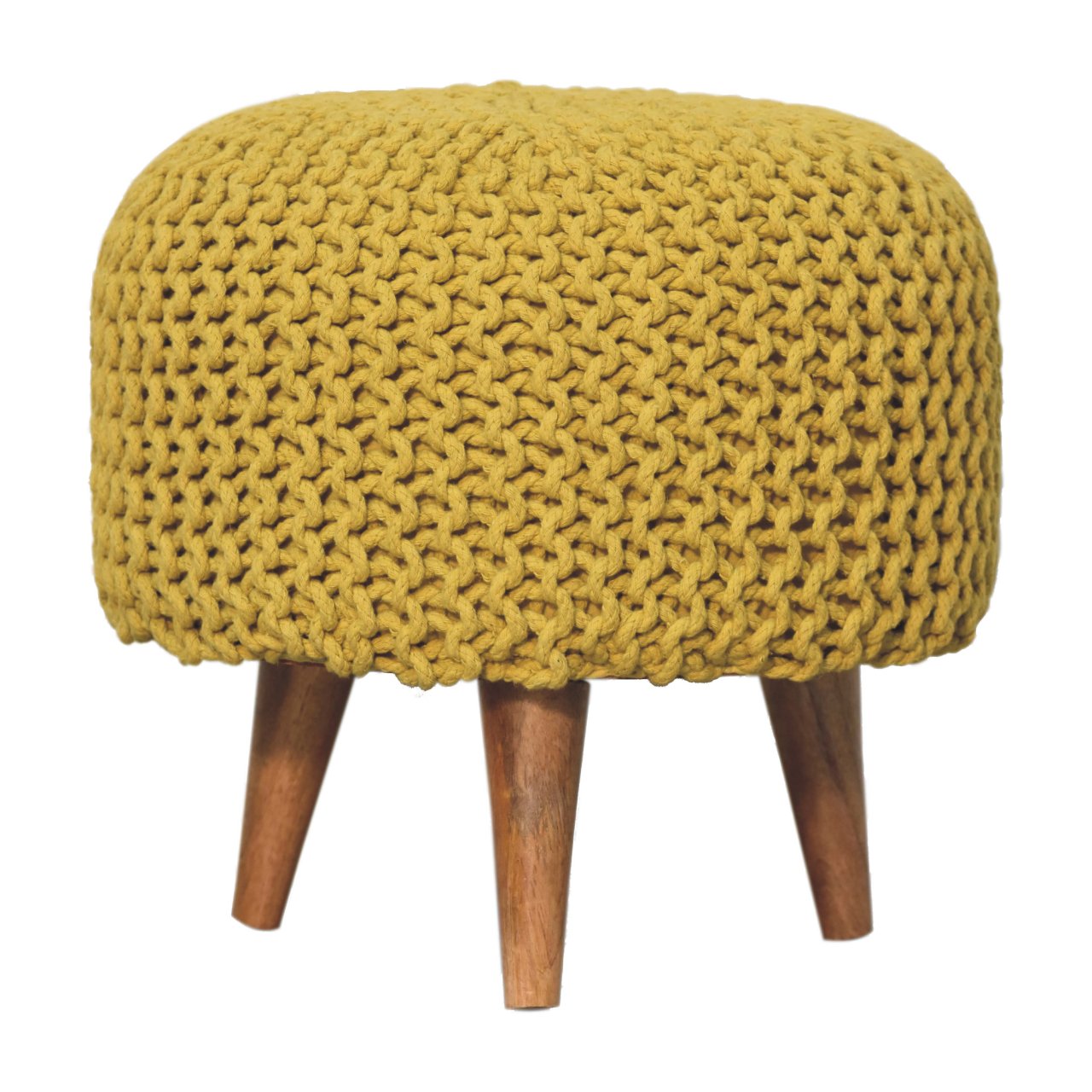 Keeva Mustard Round Footstool