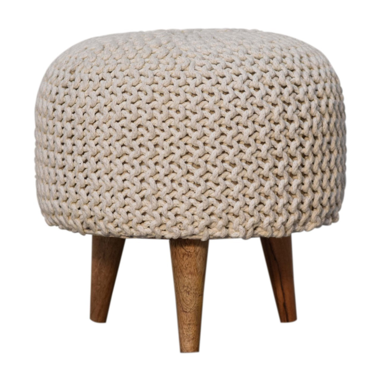 Keeva White Round Footstool