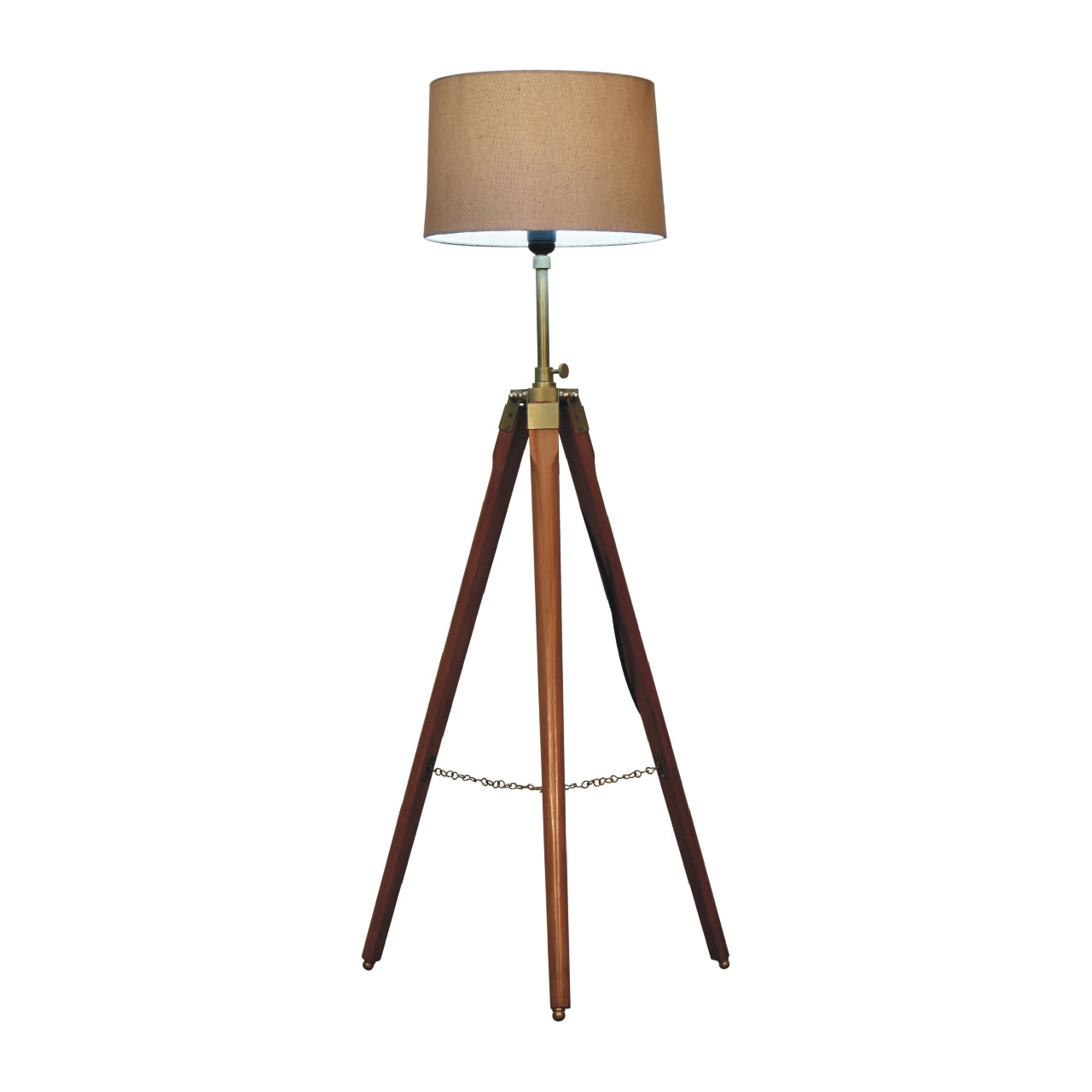 Fixed Brass Plated Tripod Floor Lamp