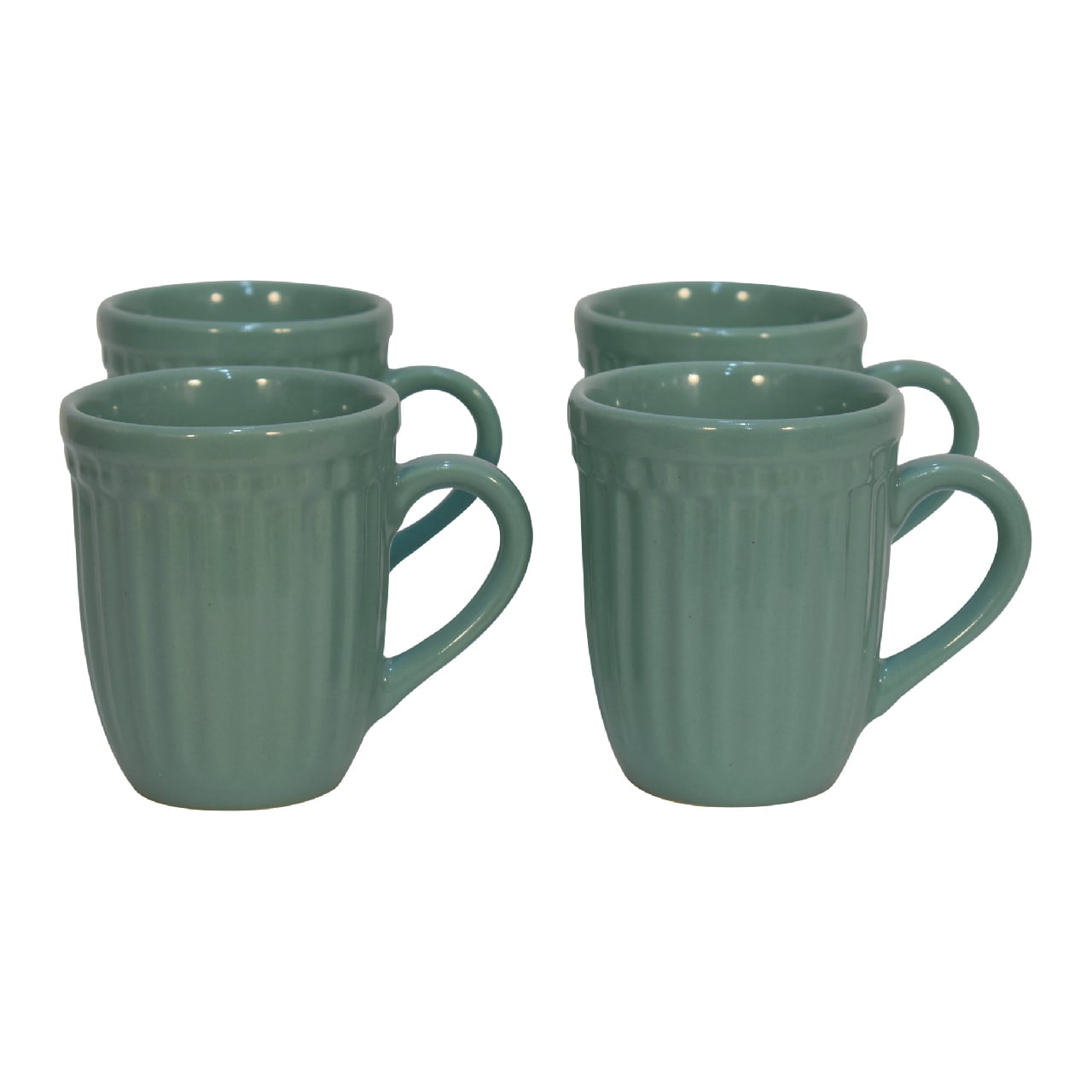 Sea Green Ribbed Mug Set of 4