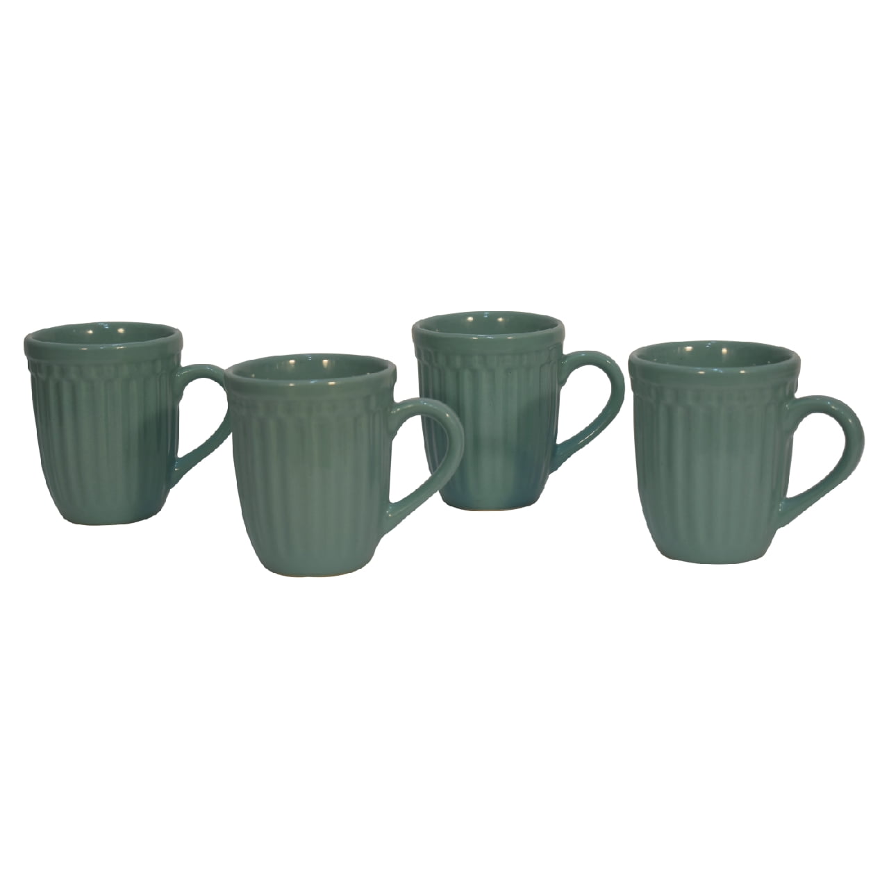 Sea Green Ribbed Mug Set of 4