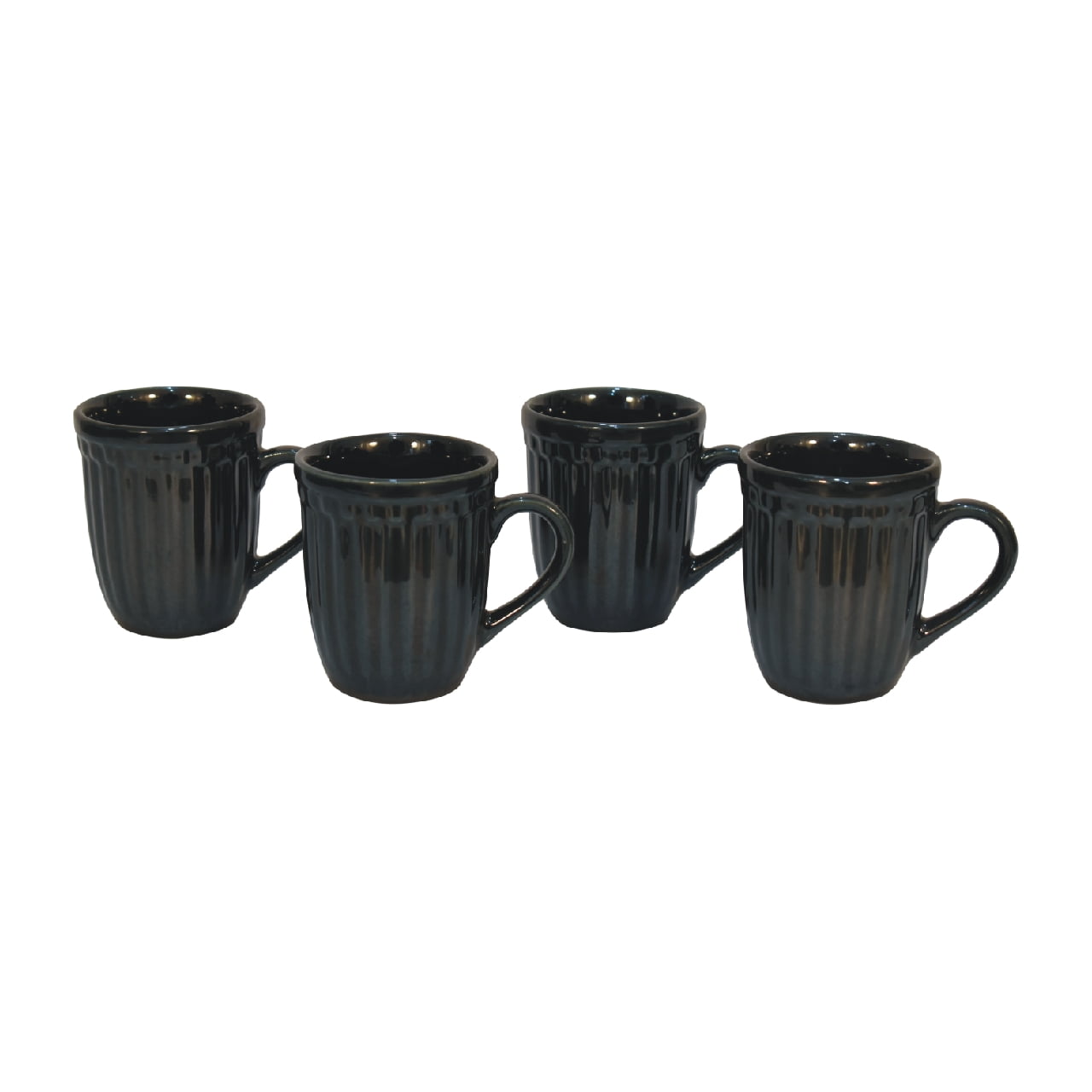 Black Ribbed Mug Set of 4