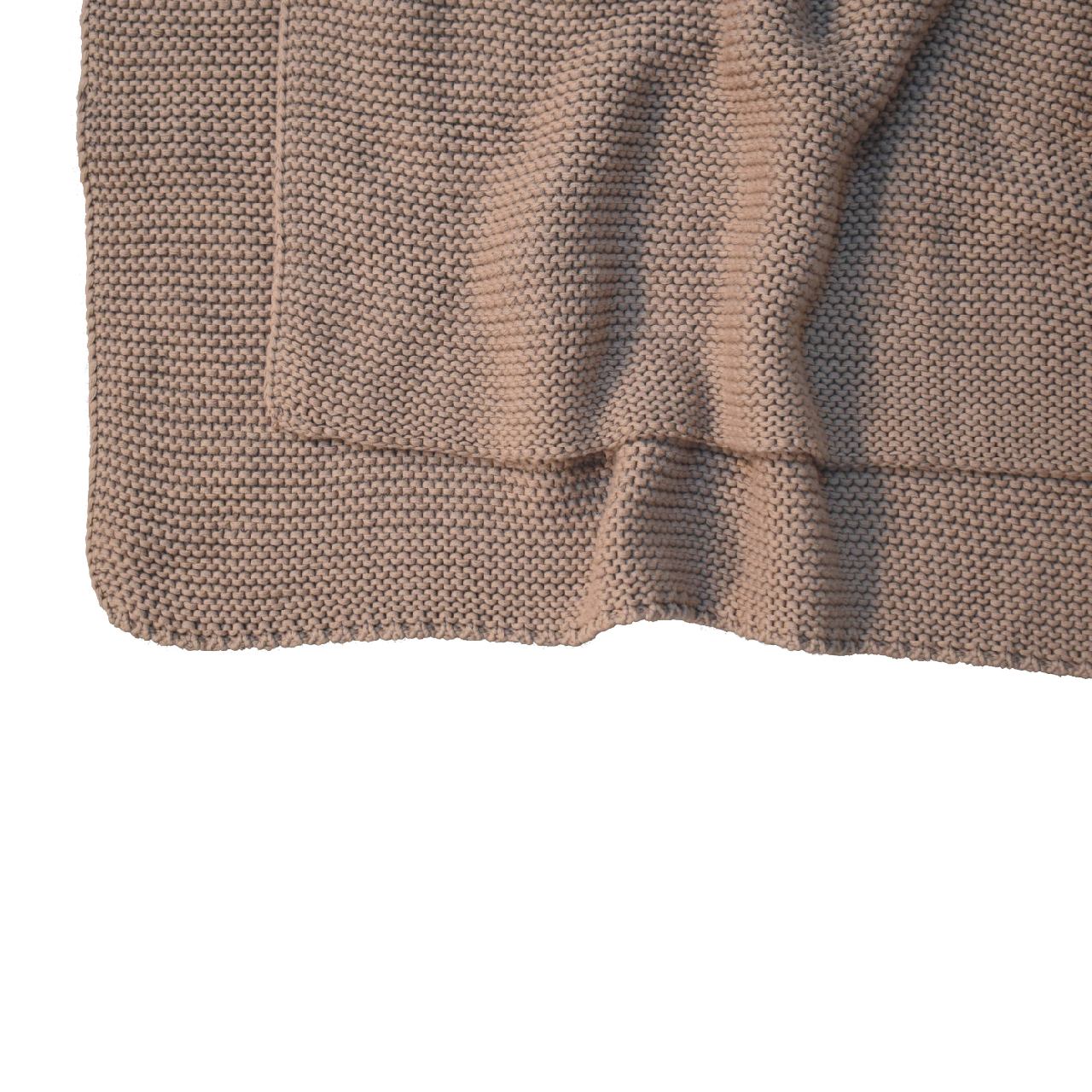 Double Bed Size Beige Knitted Throw