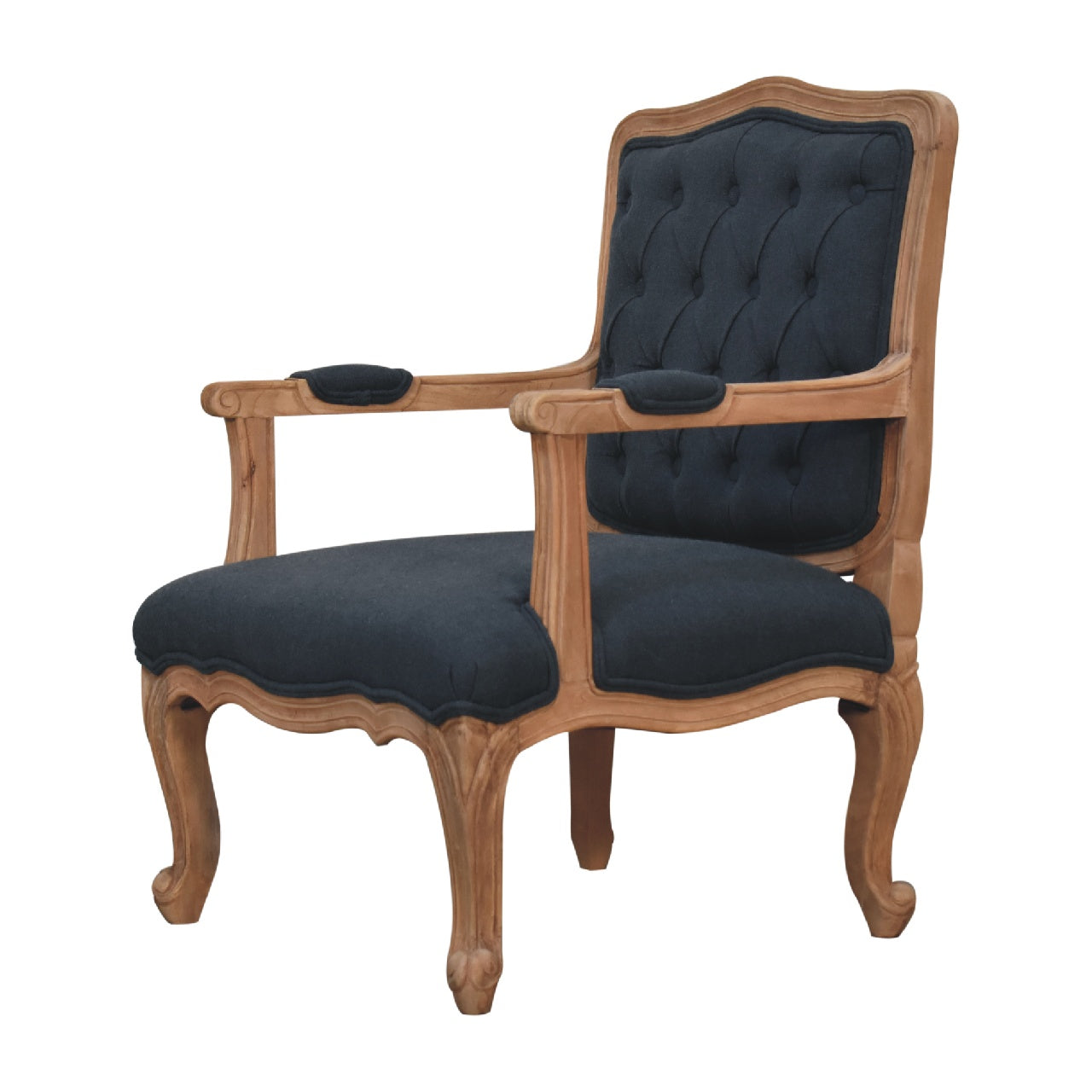 Navy Blue Linen French Style Chair