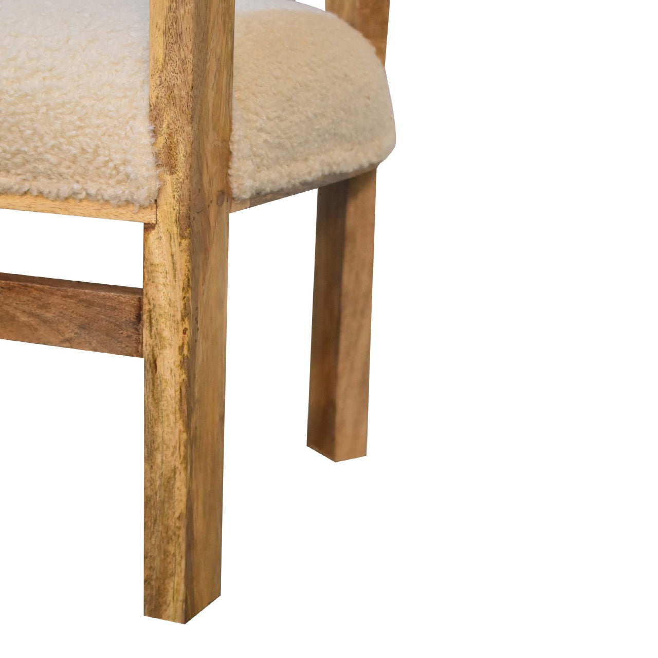 Cream Boucle Solid Wood Chair