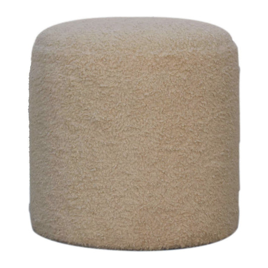 Boucle Cream Round Footstool