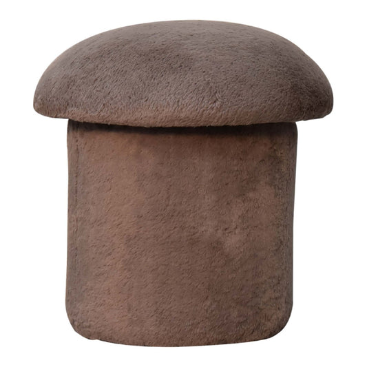 Mocha Faux Fur Mushroom Footstool