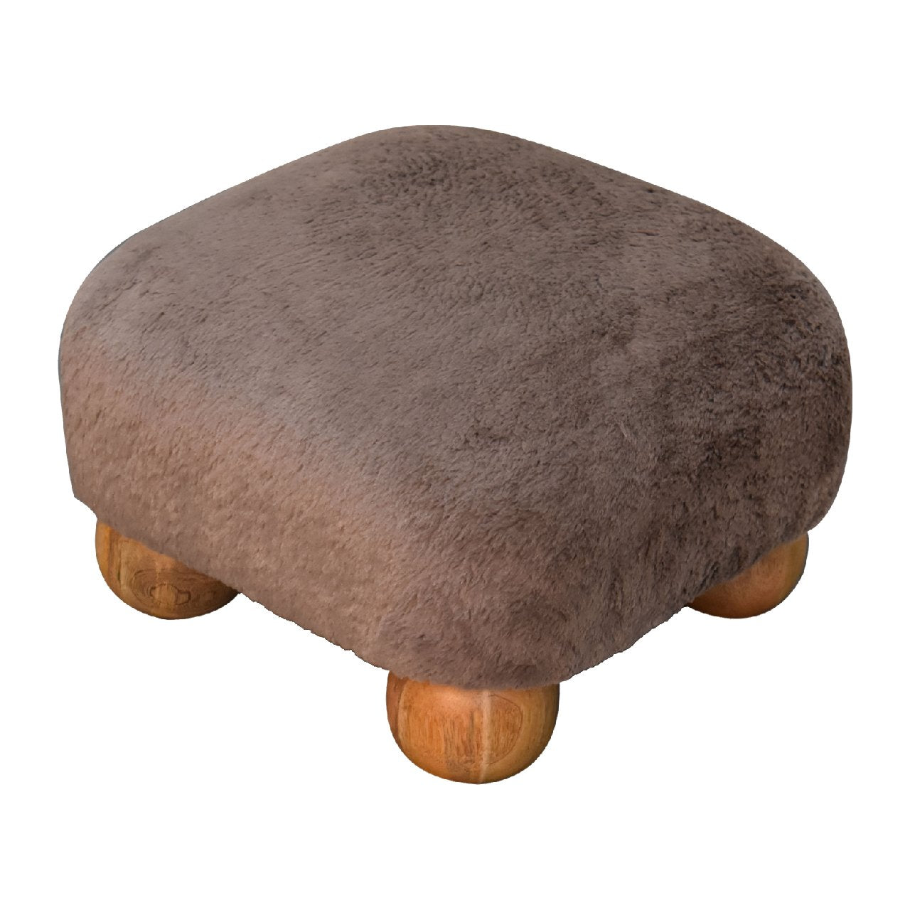 Mocha Faux Fur Nordic Footstool