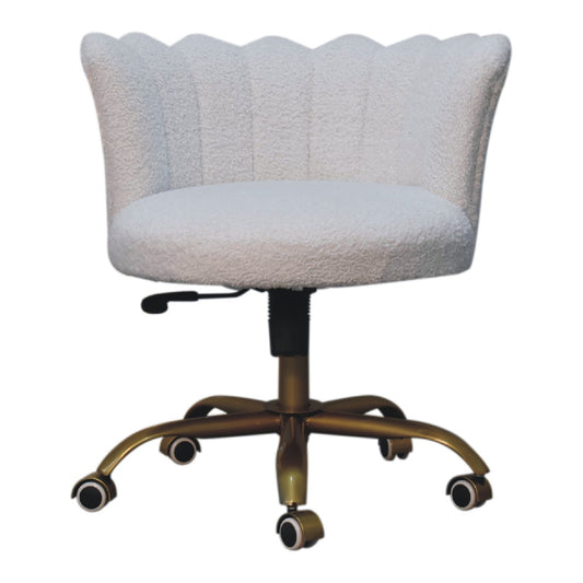 White Boucle Swivel Chair