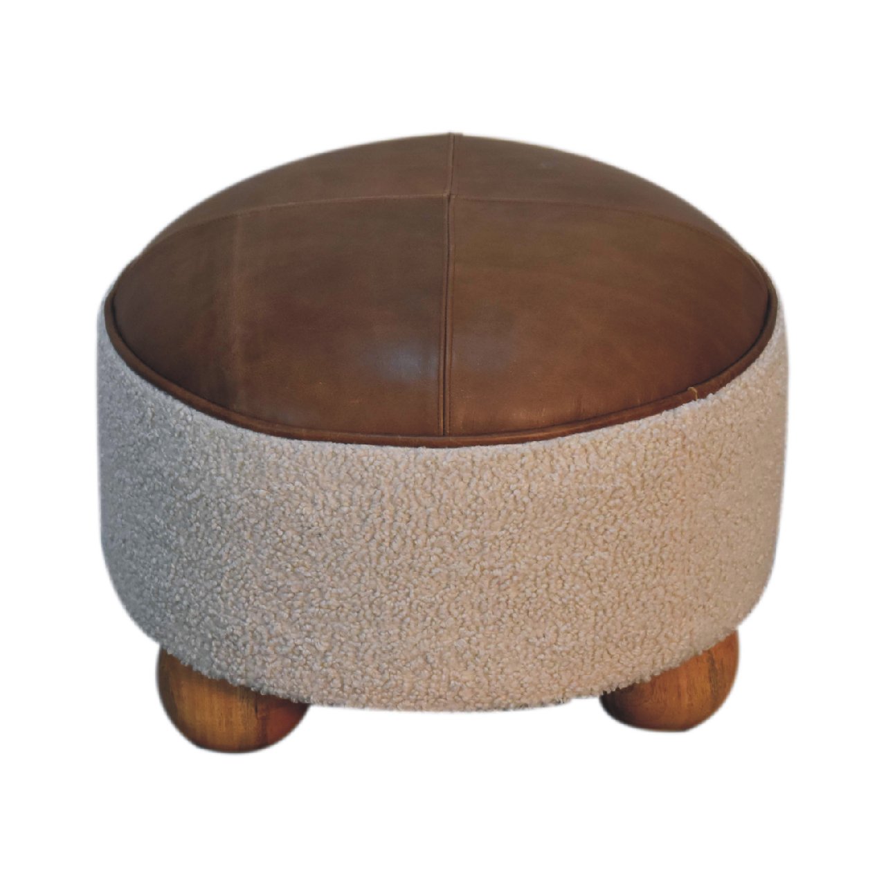 Cream Boucle Buffalo Footstool